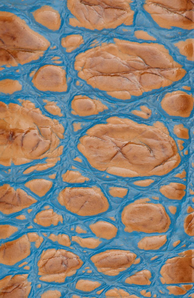 Torino Croc Embossed Leather Belt, Alternate, color, Tan/ Blue