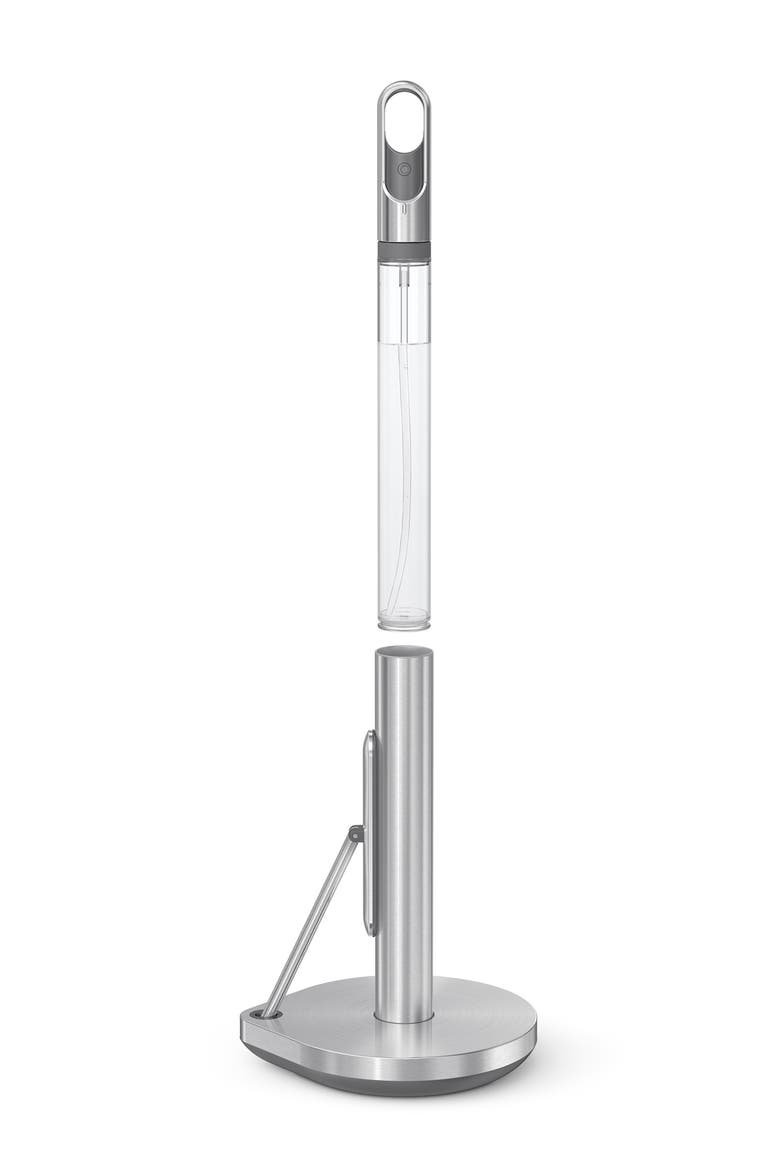 paper towel holder with spray, Alternate, color, BRUSHED STAINLESS STEEL