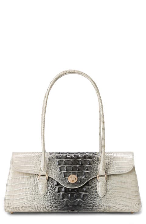 Dayan Croc Embossed Leather Satchel