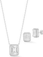 GLAZE JEWELRY Emerald Cut Cubic Zirconia Pendant Necklace & Earrings Set