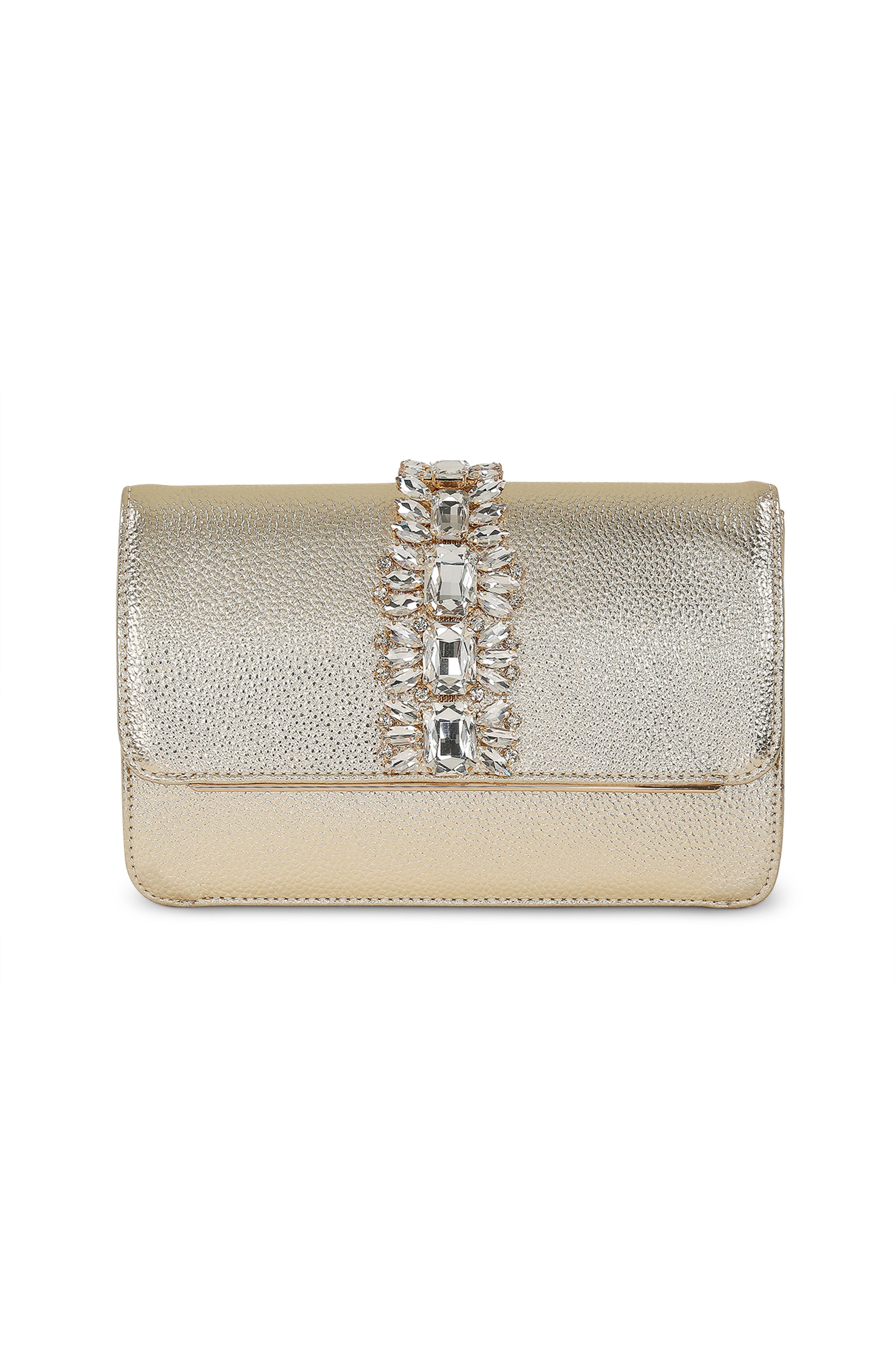 Jewel Badgley Mischka Lux Faux Leather Envelope Clutch, Main, color, 