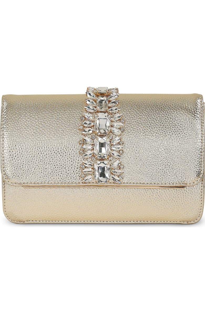 Jewel Badgley Mischka Lux Faux Leather Envelope Clutch, Main, color,