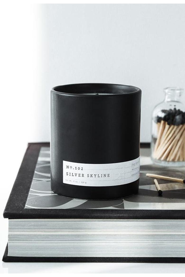 No. 102 Silver Skyline Scented Candle, Alternate, color, Black