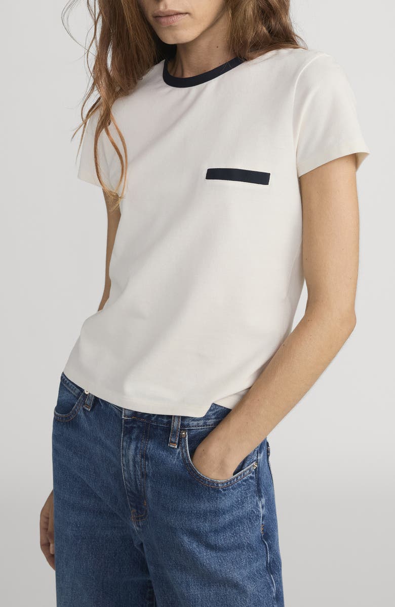 FRAME The Piqué Baby Tee, Alternate, color, Cream Multi