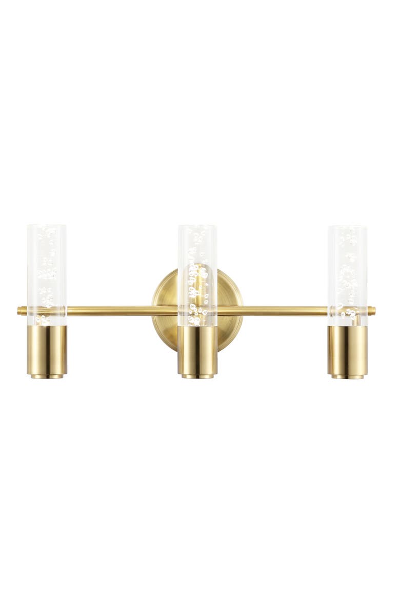 Bolha 3-Light Minimalist Modern Bubble Acrylic/Iron Integrated LED Vanity Light, Main, color, Brass Gold