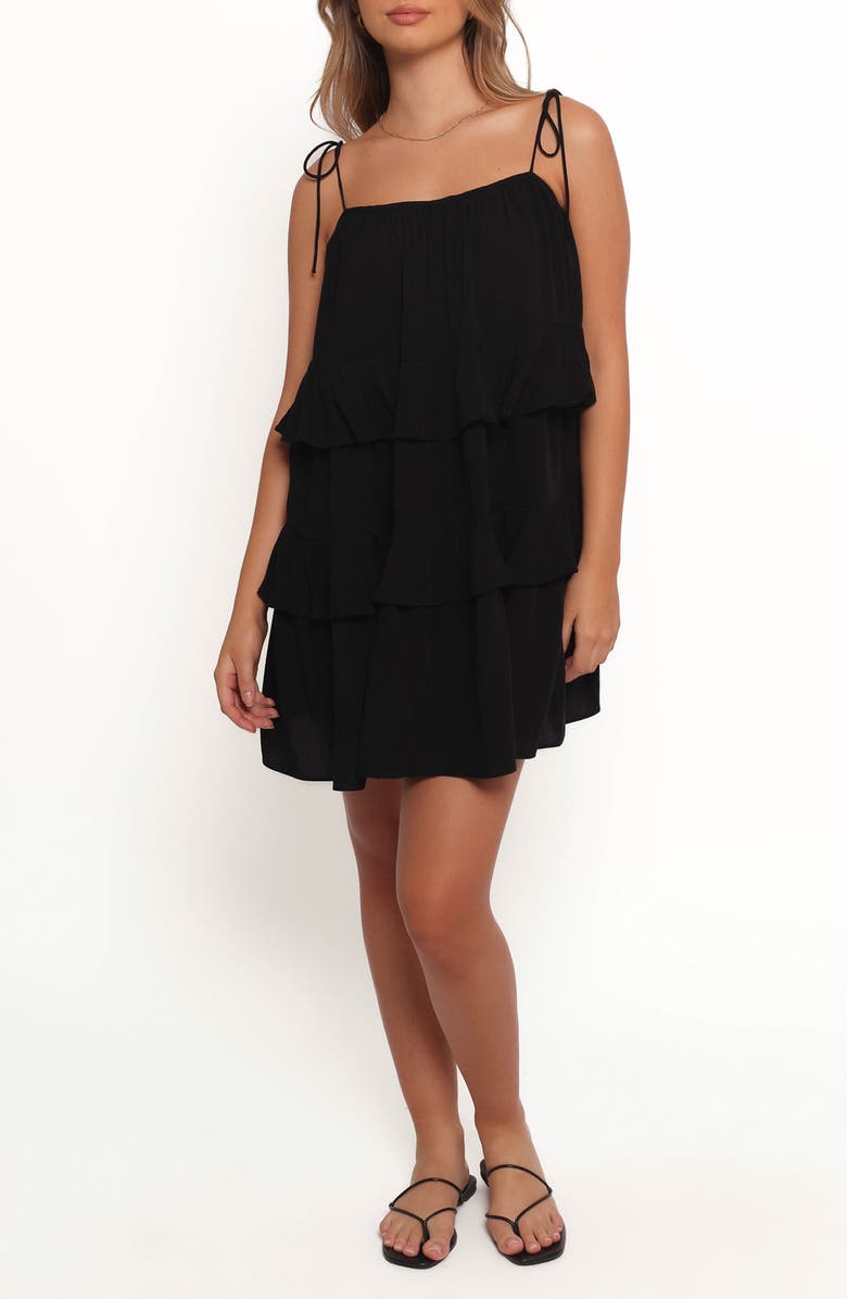 Petal & Pup Mylo Tiered Minidress, Main, color, Black