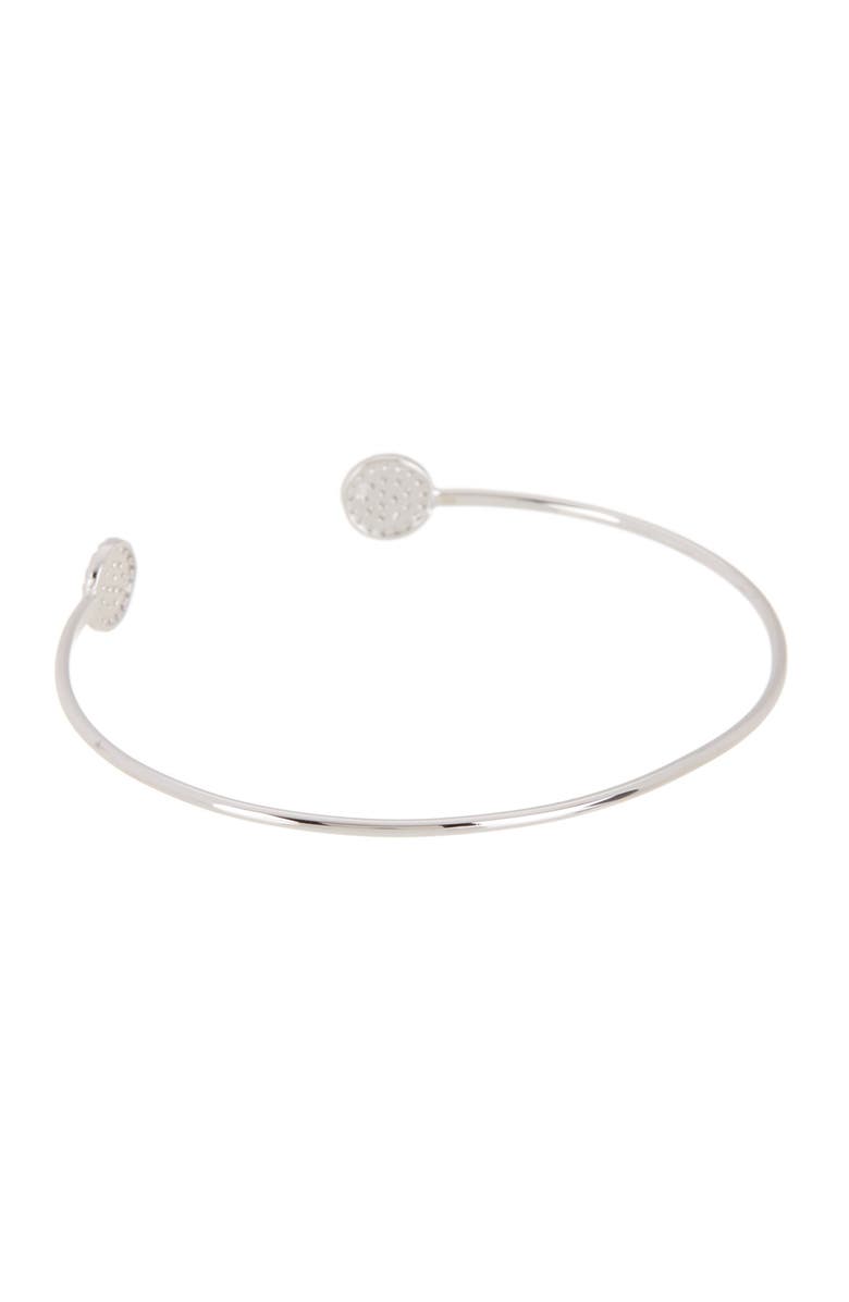 Adornia White Rhodium Plated Pavé Crystal Circle End Cuff Bracelet, Alternate, color,