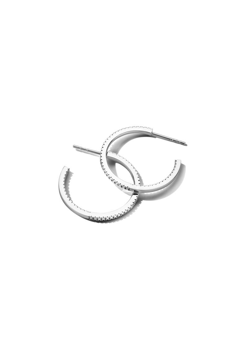 Ever Diamond Earrings  |  18 natural diamonds | 925 Sterling Silver | Earrings | Hoop | White Rhodium, Alternate, color, White Rhodium