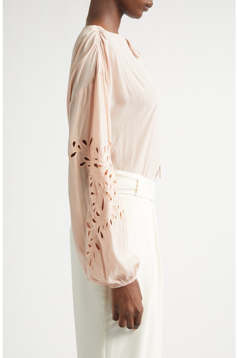 Zenaida Floral Cutout Woven Shirt, Alternate, color, DARK BLUSH