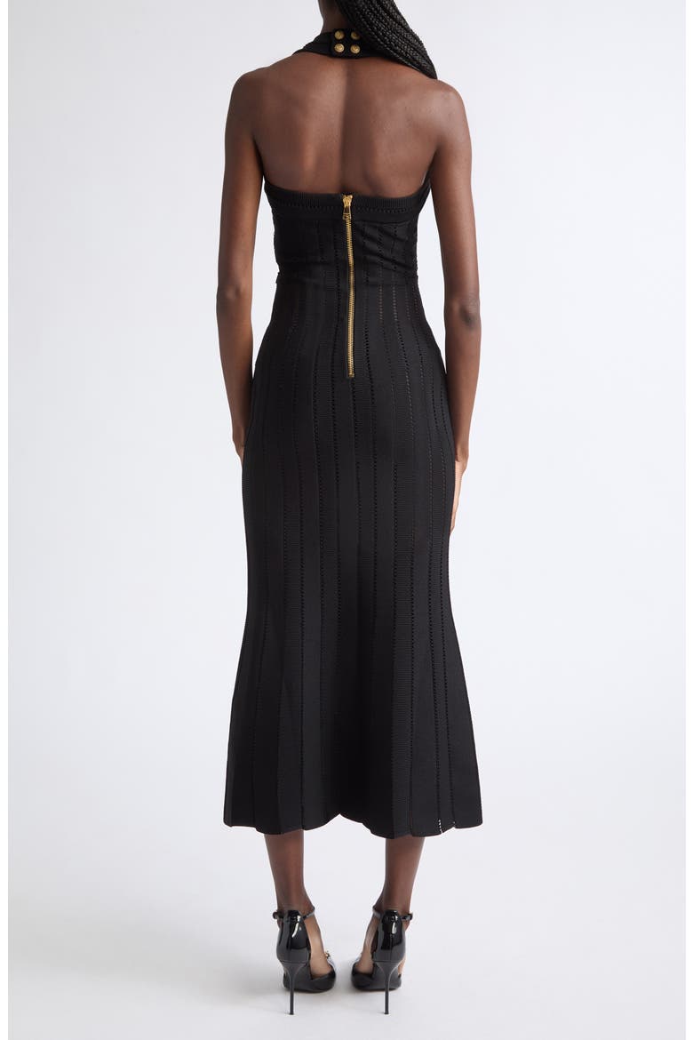 Pointelle Halter Neck Sweater Dress, Alternate, color, 0PA BLACK