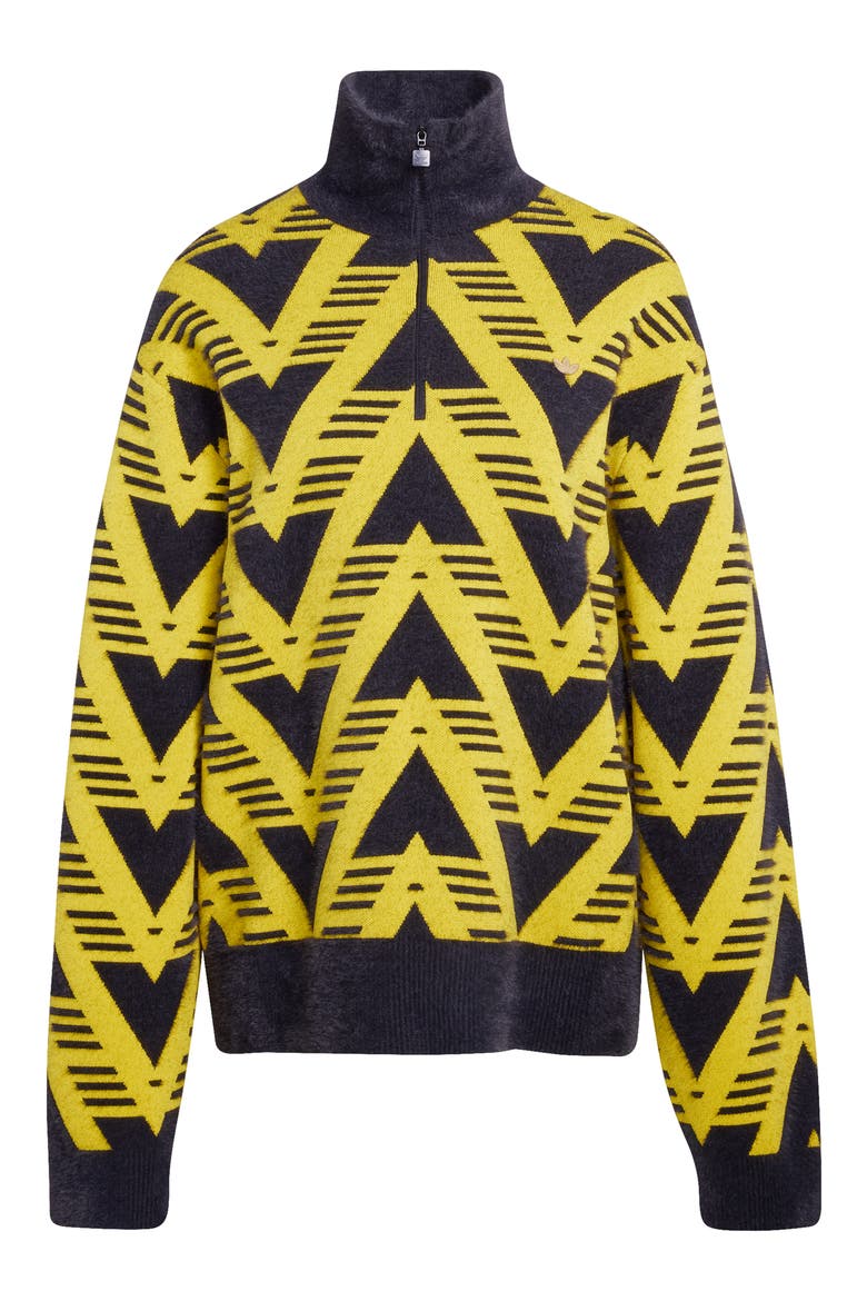 Chevron Knit Half Zip Pullover Sweater, Alternate, color, MEDIUM YELLOW