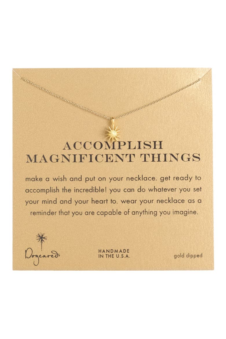 'Accomplish Magnificent Things' Pendant Necklace, Main, color, GOLD DIPPED