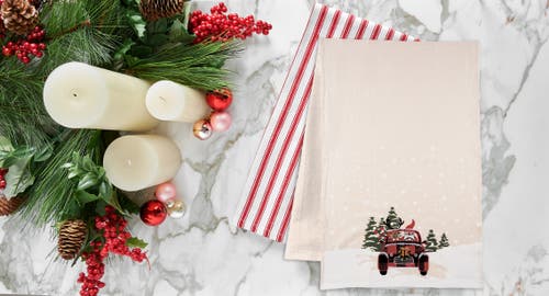 C & F Home C&f Home 27" X 18" Reindeer Driving Red Plaid Truck "road Trip Friends" Christmas Winter Cotton Kitc In Multi