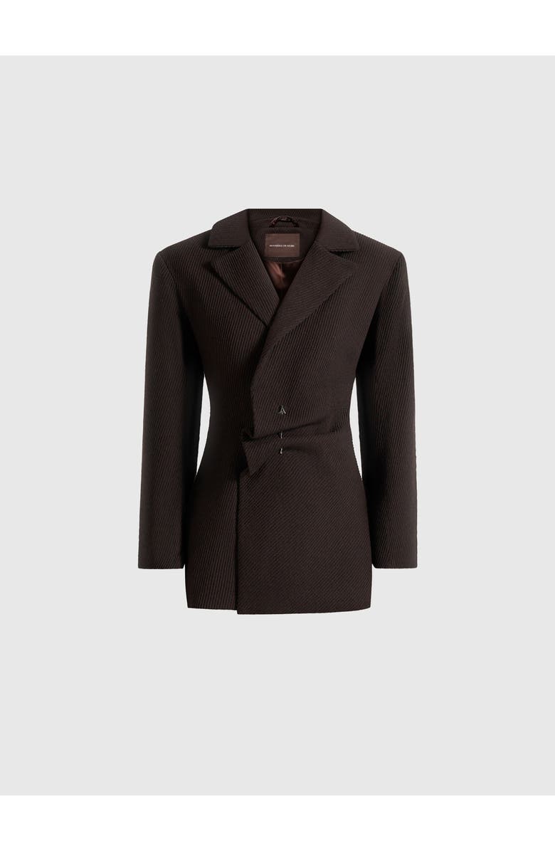 Manière De Voir Sylvie Oversized Wool Asymmetric Blazer Dress, Alternate, color, Brown