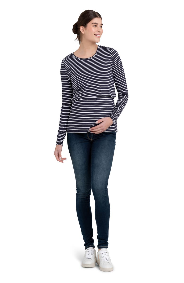 Ripe Maternity Layered Stripe Maternity/Nursing T-Shirt, Alternate, color,