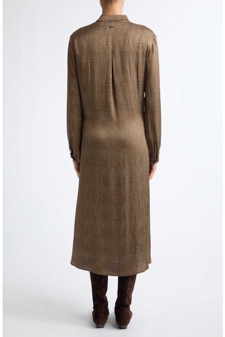 Glen Plaid Satin Dress, Alternate, color, 8810 DARK BROWN