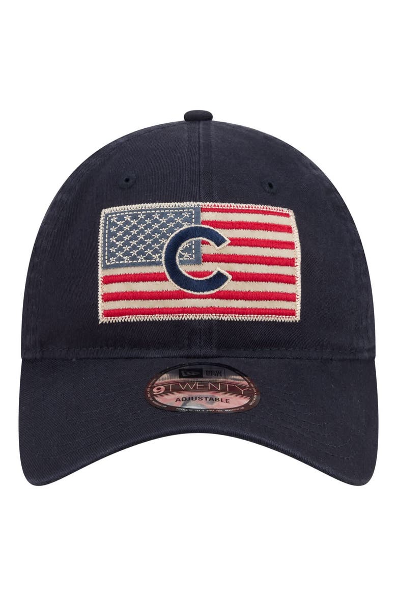 Men's New Era Navy Chicago Cubs Americana Flag 9TWENTY Adjustable Hat, Alternate, color, Navy