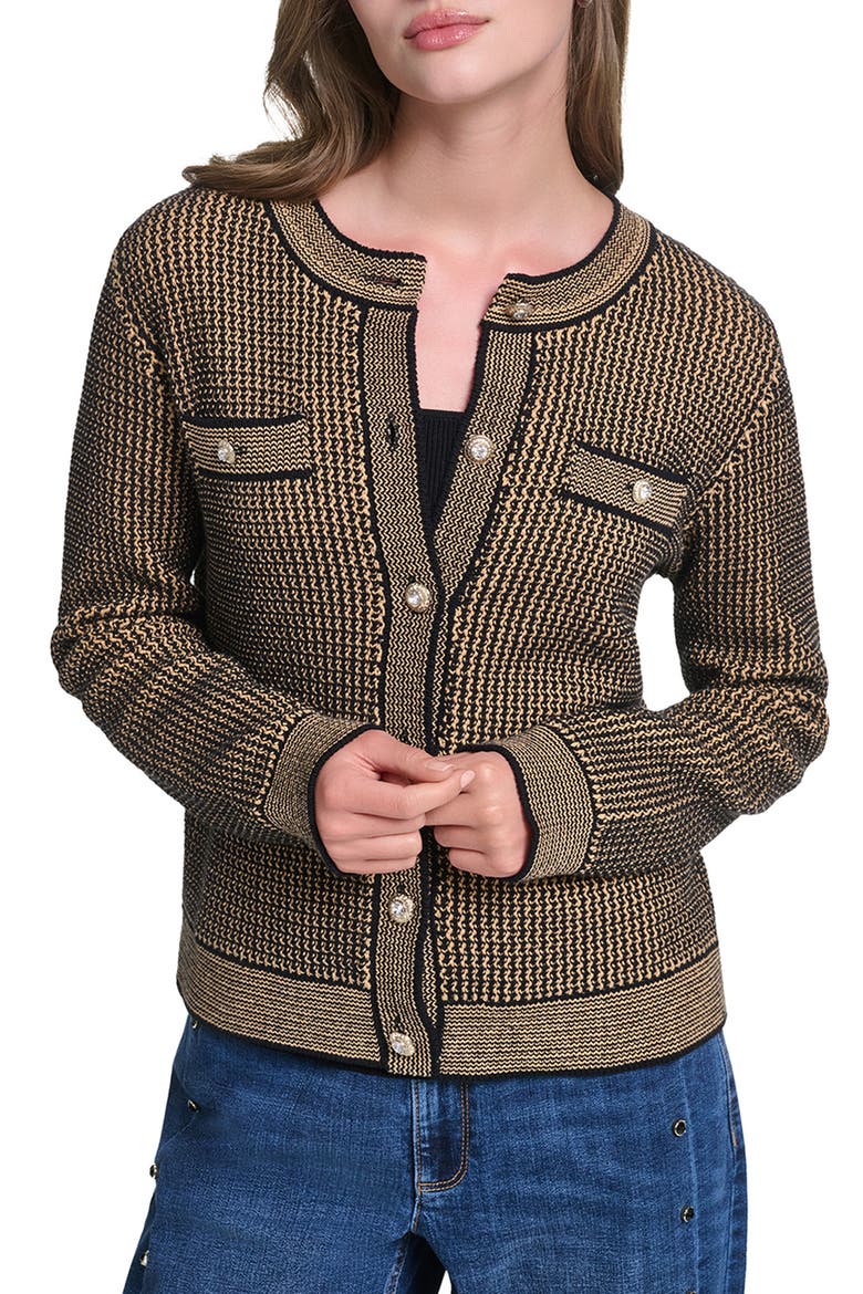 Four Pocket Cardigan, Main, color, BLACK/ CAMEL