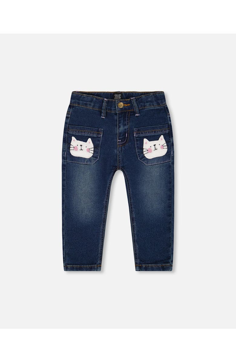 Deux par Deux Baby Girl's Cat Jeans Dark Denim, Main, color,
