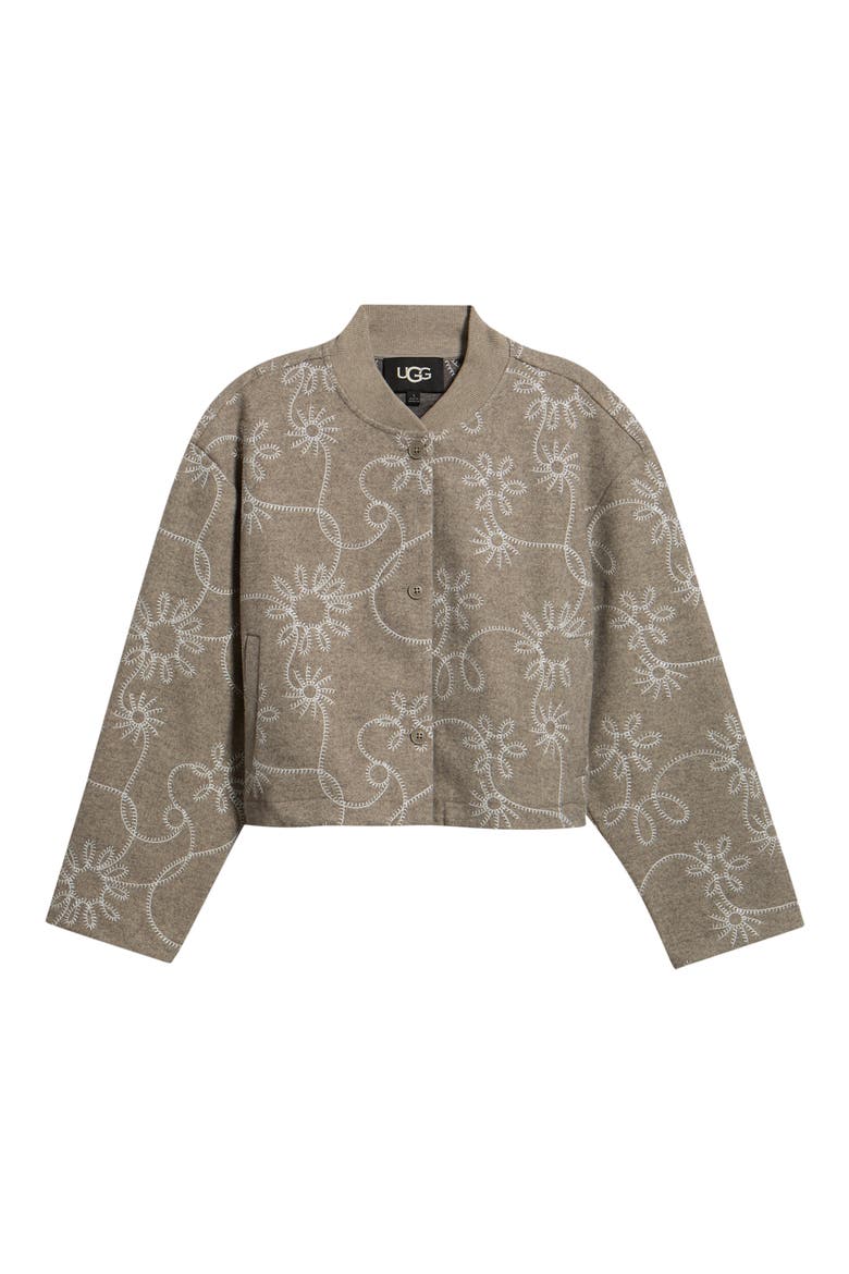 Botanic Embroidered Bomber Jacket, Main, color, OYSTER HEATHER