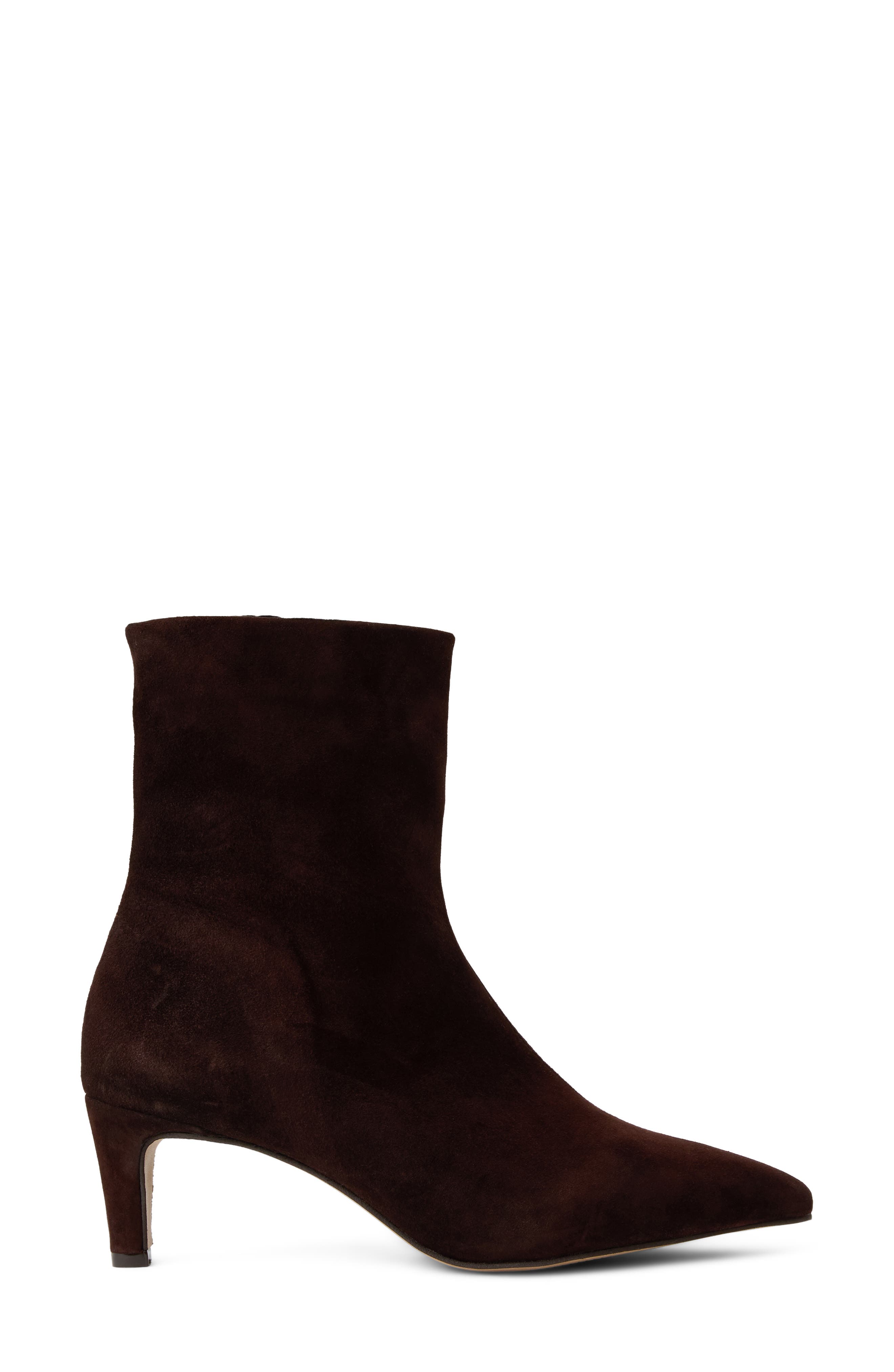 Roxanne Leather Bootie, Alternate, color, DARK BROWN SUEDE