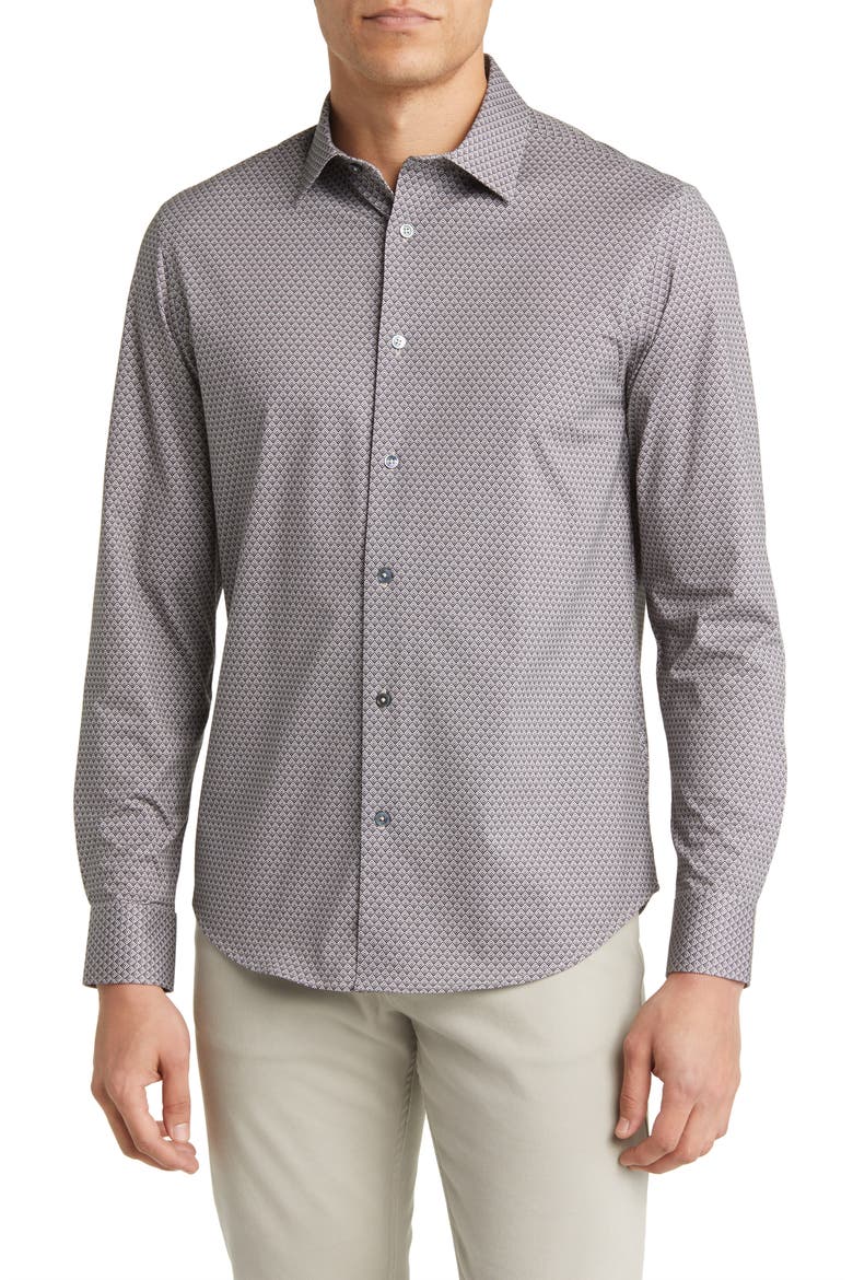 James OoohCotton® Geometric Print Button-Up Shirt, Main, color, DESERT