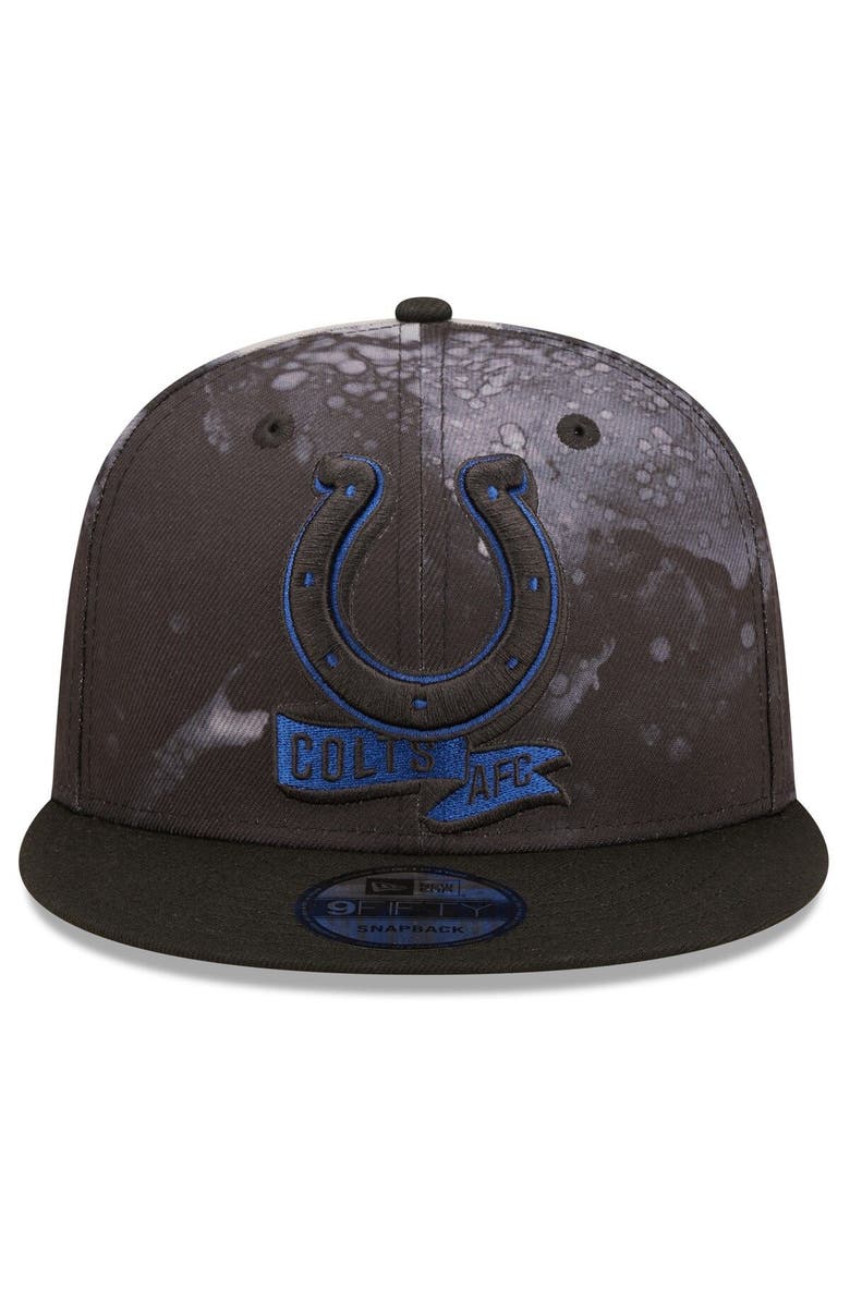 New Era Men's New Era Black Indianapolis Colts Ink Dye 2022 Sideline 9FIFTY Snapback Hat, Alternate, color, 