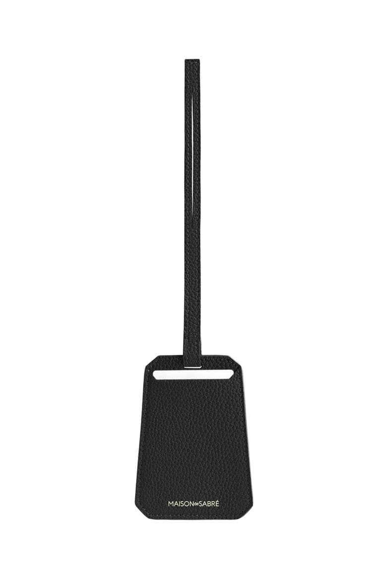 Leather Luggage Tag, Main, color, Black Caviar
