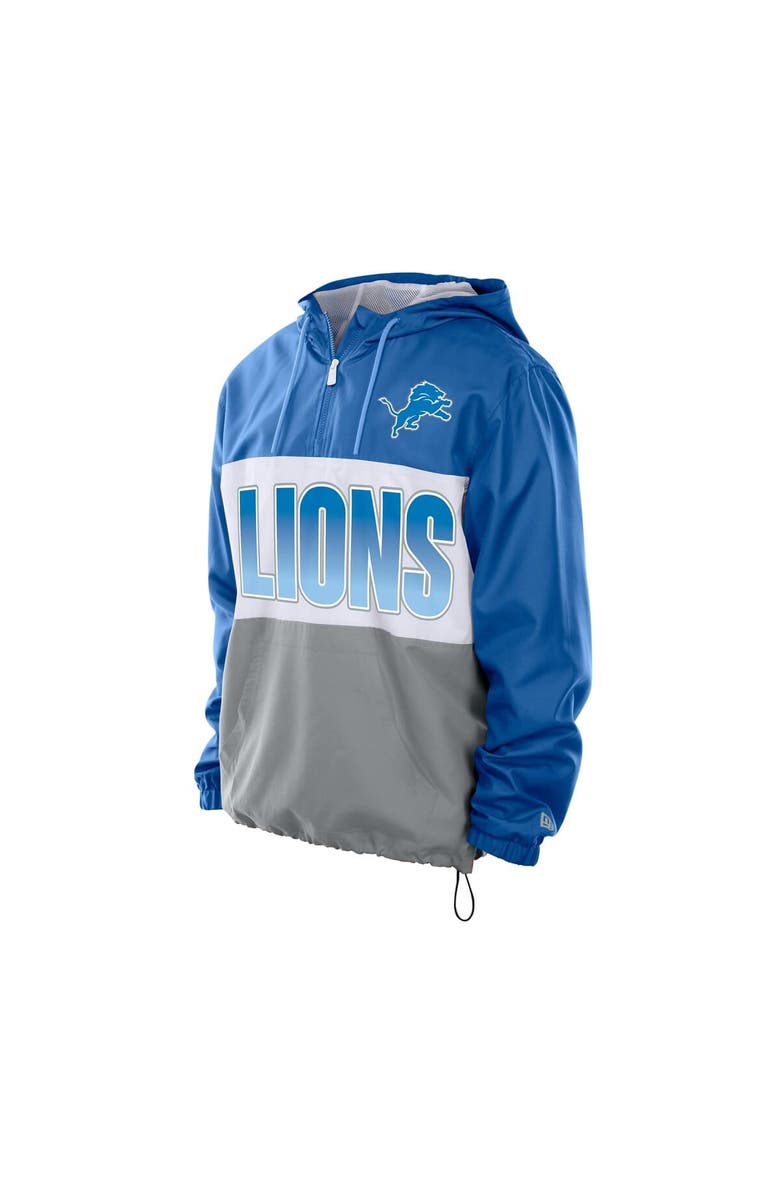 New Era Men's New Era Blue Detroit Lions Ripstop Quarter-Zip Hooded Windbreaker, Alternate, color, Blue