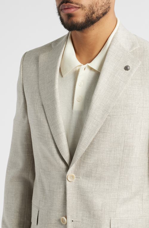 Jack Victor Mason Contemporary Fit Tan Glen Plaid Super 150s Wool Suit In Sand