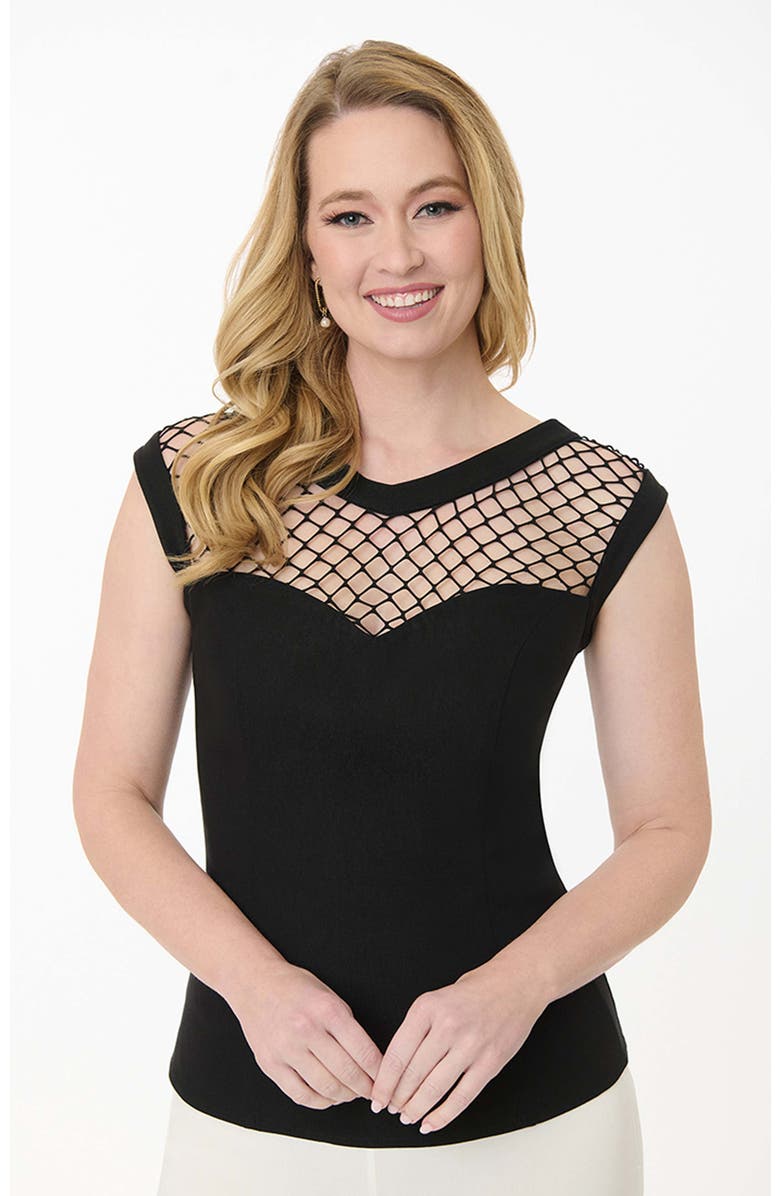 Unique Vintage Diamond Cutout Top, Main, color, Black