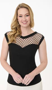 Unique Vintage Diamond Cutout Top