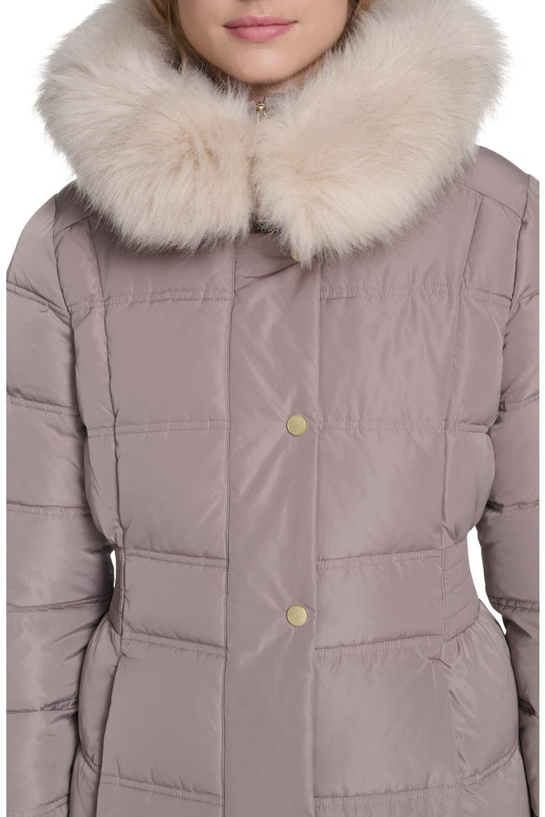 Hooded Puffer Coat with Bib & Faux Fur Trim, Alternate, color, CASHEW