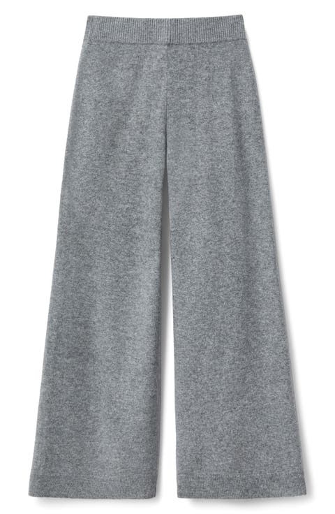 Wool & Cashmere Wide Leg Knit Pants