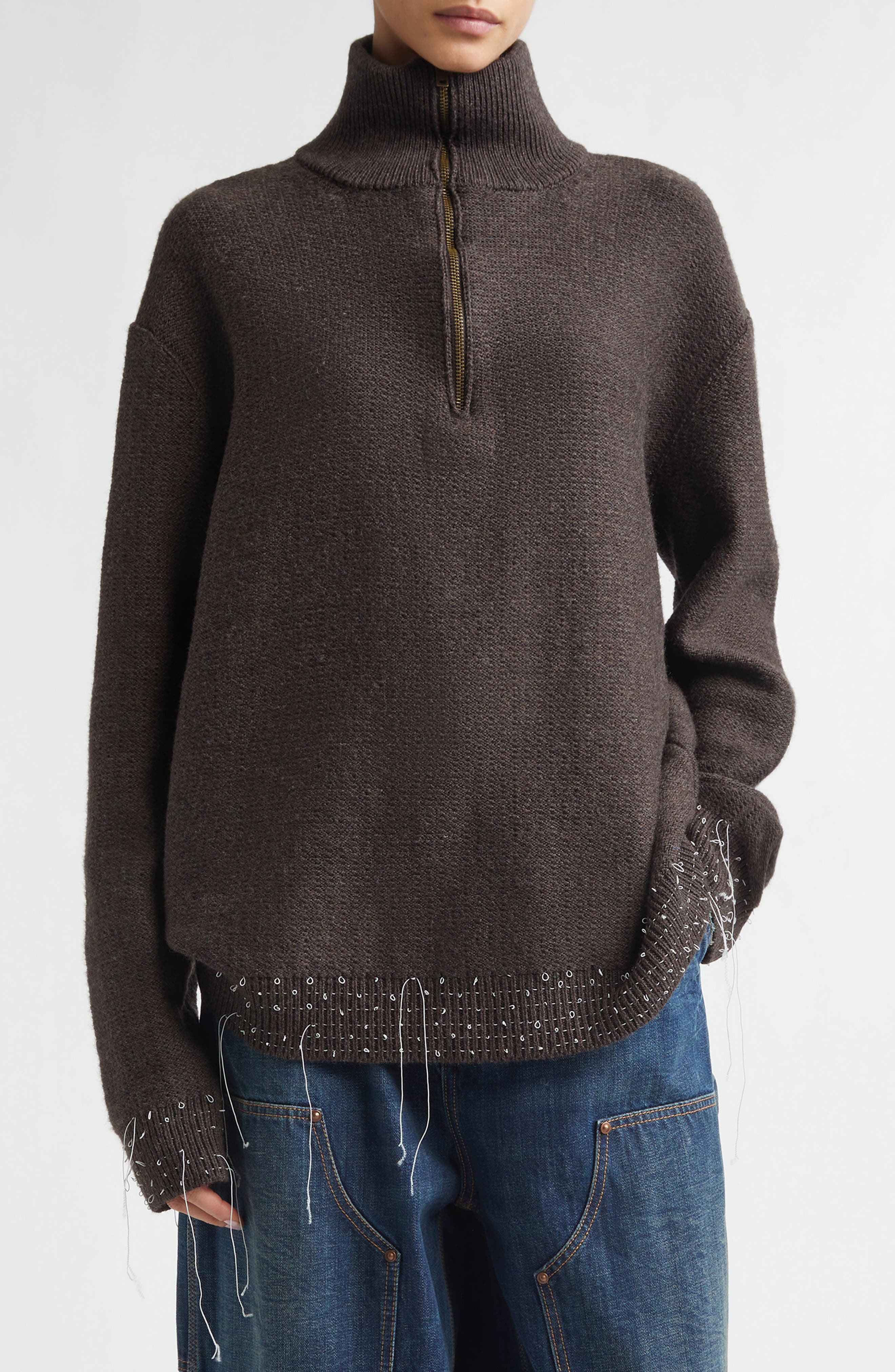 Work in Progress Wool Blend Half Zip Sweater