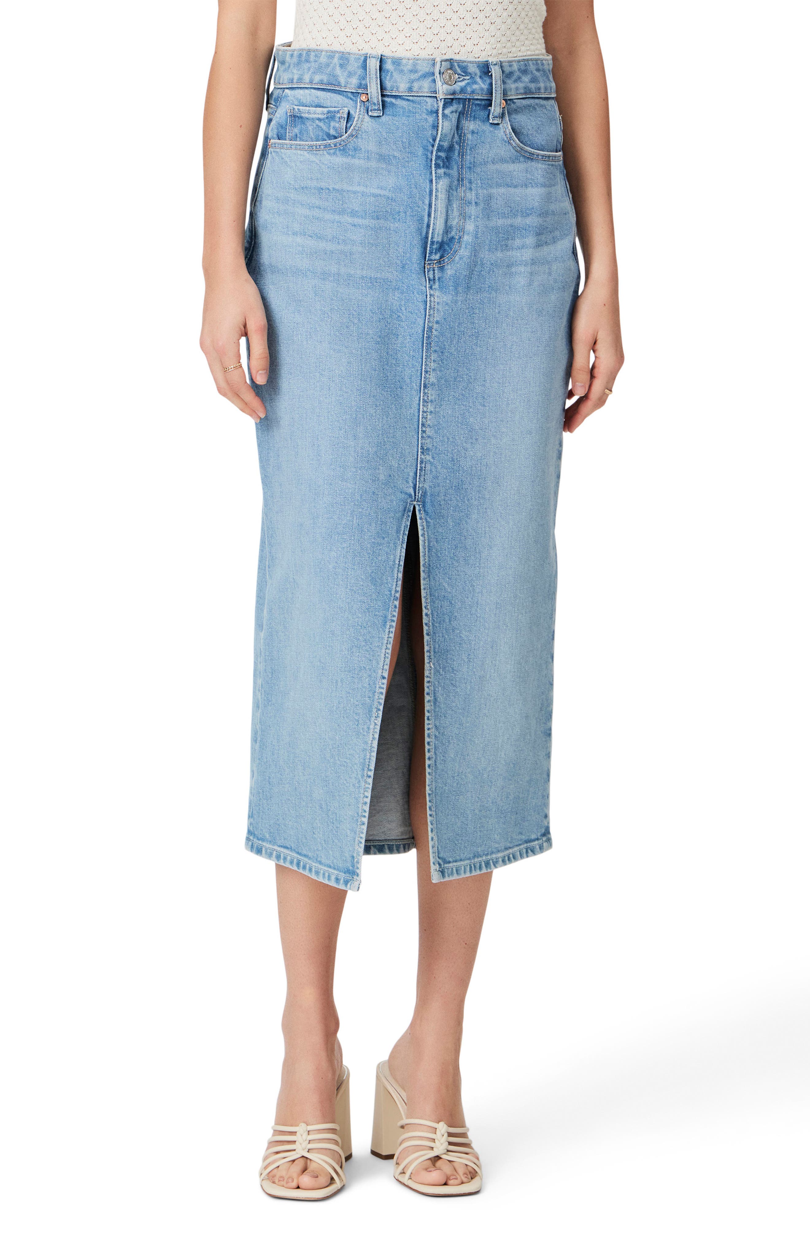 PAIGE Angela Denim Midi Skirt