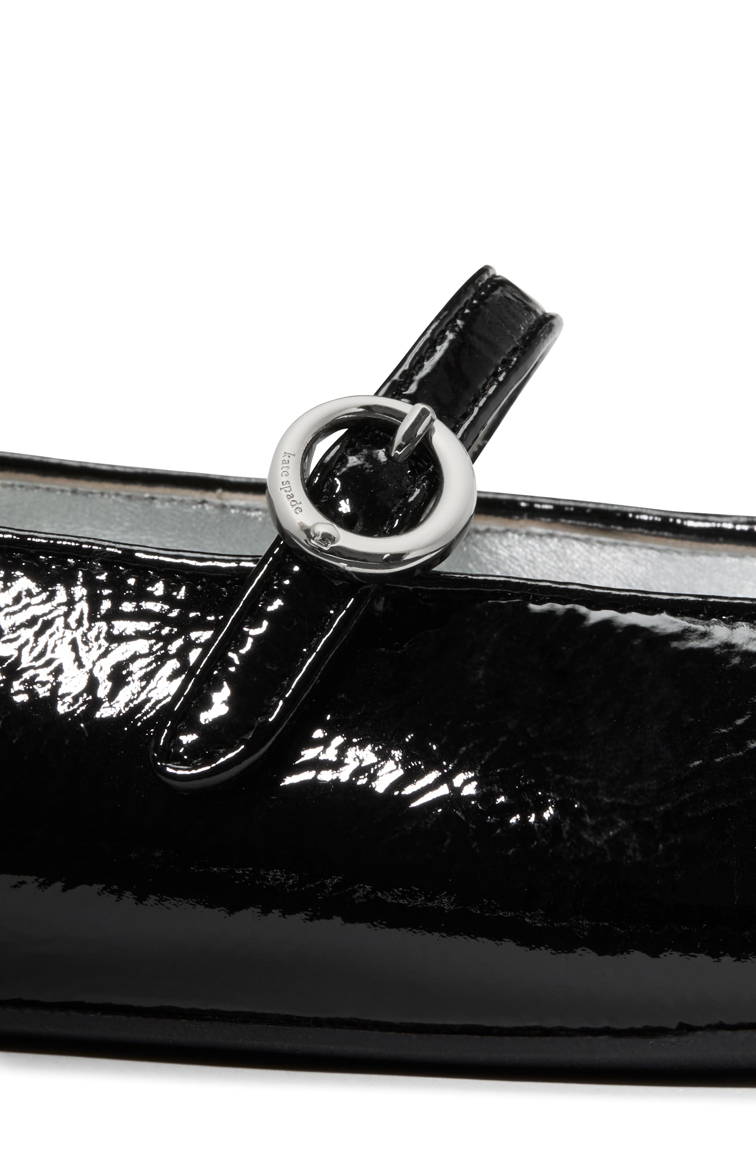 Kate Spade New York halo crinkled patent leather mary jane, Alternate, color, Black