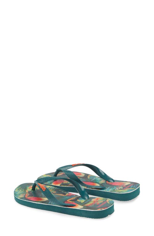 Havaianas X Farm Rio Parrot Floral Flip Flop In Pantanal Green