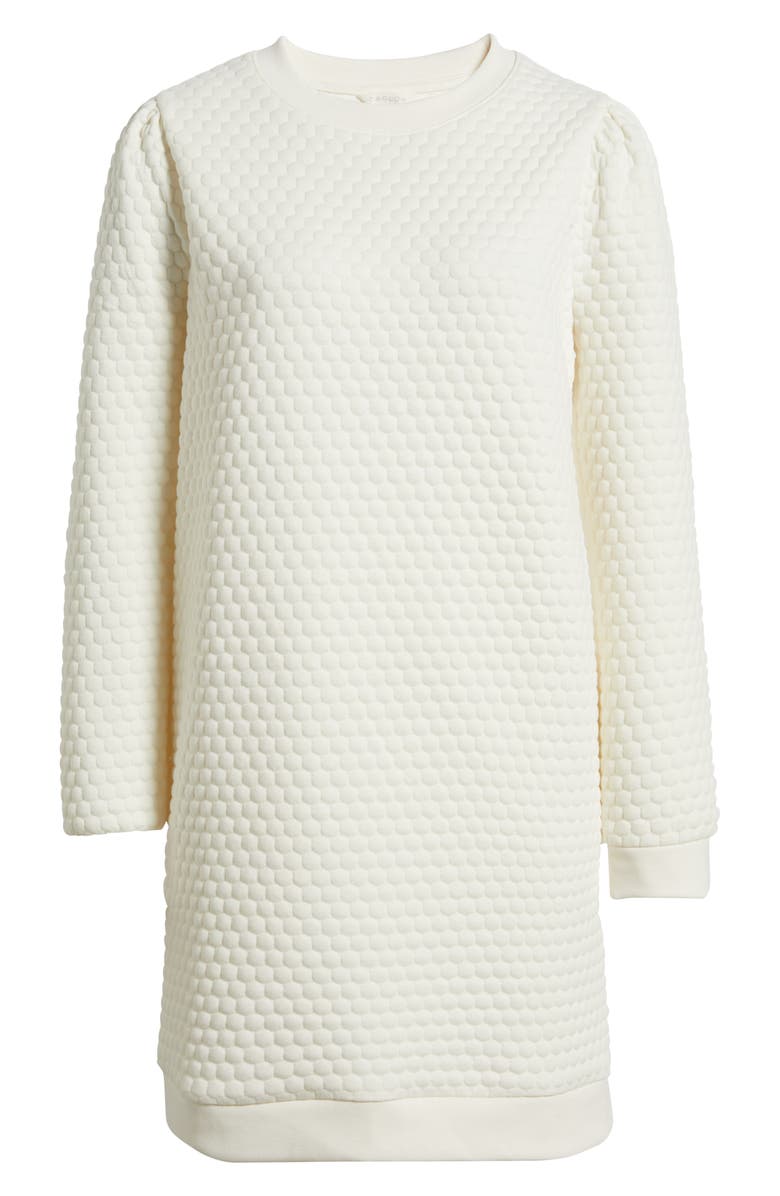 Caslon<sup>®</sup> Long Sleeve Quilted Sweatshirt Minidress, Alternate, color, Ivory Pristine