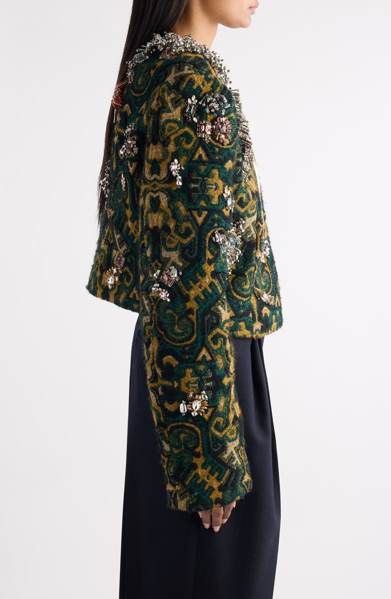 Dries Van Noten Baftano Embellished Geo Print Jacket, Alternate, color, Bottle