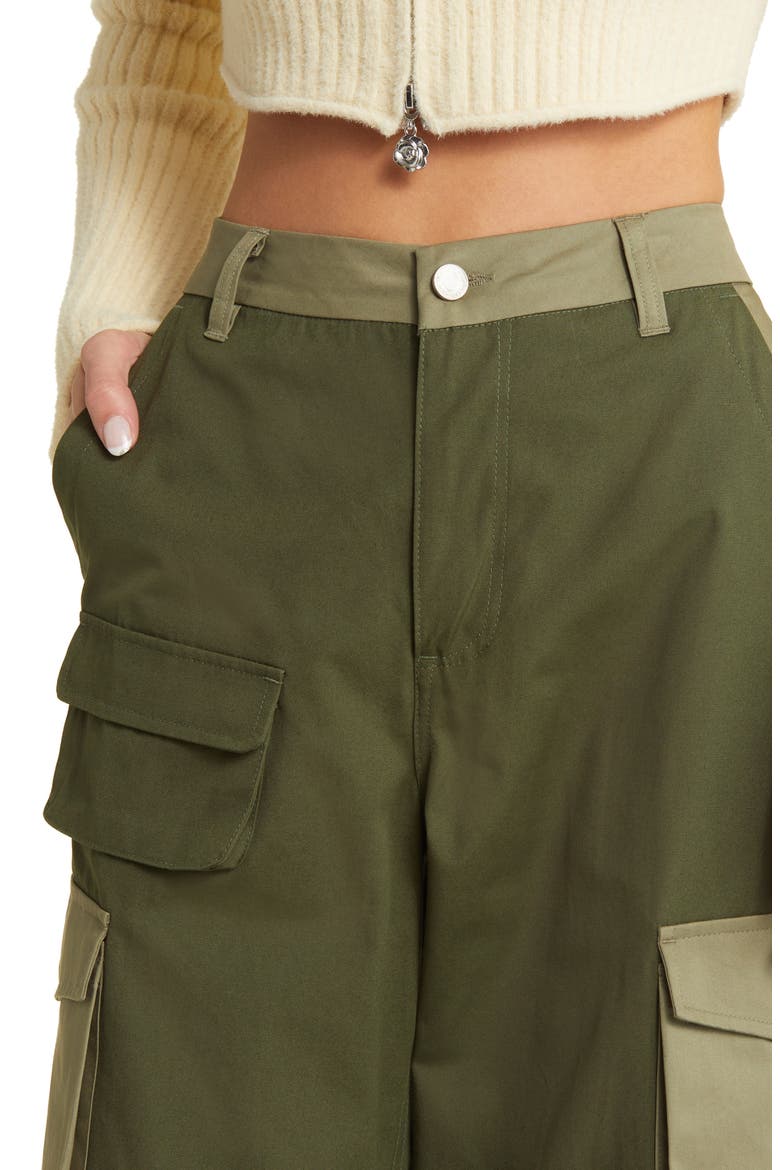 Colorblock Cargo Pants, Alternate, color, BRONZE GREEN