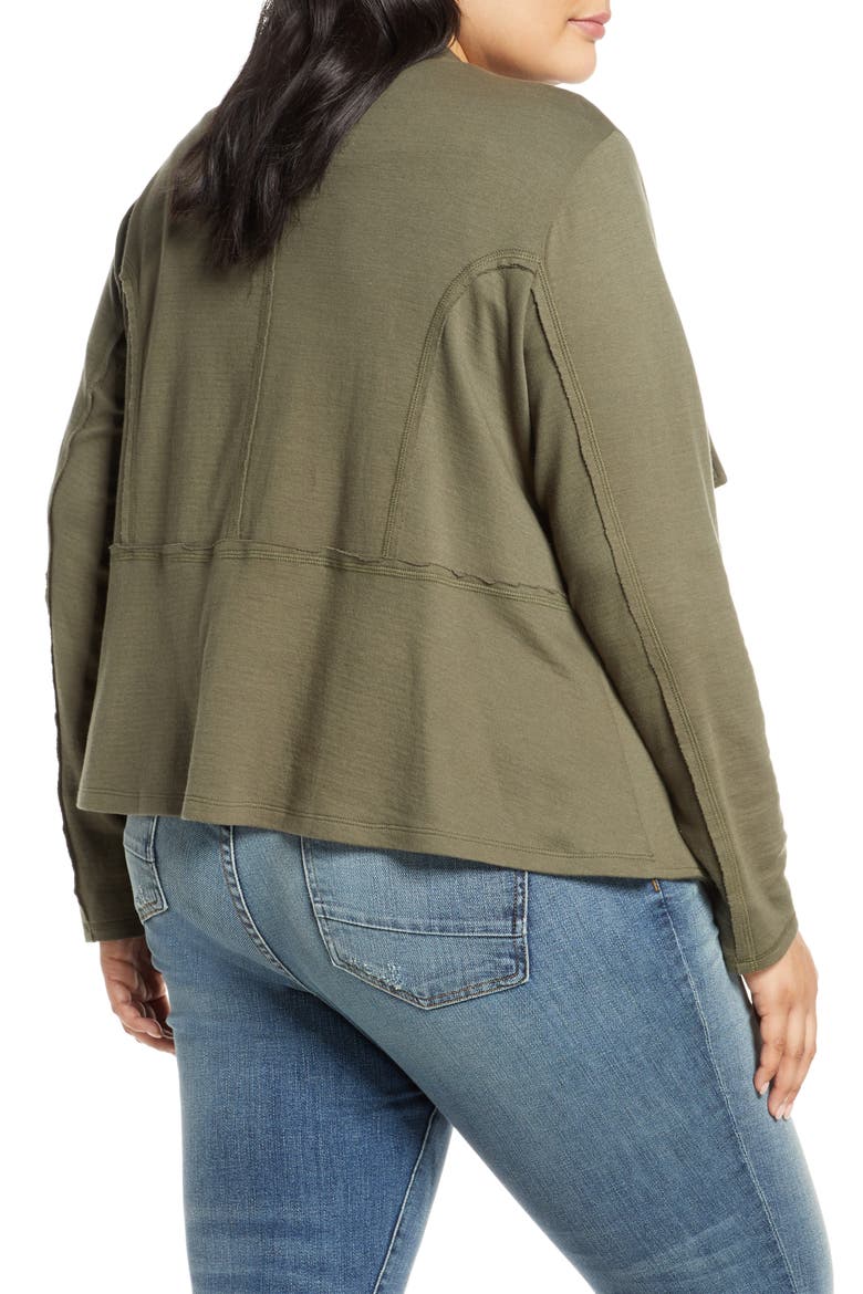 Drape Collar Knit Blazer, Alternate, color, GREEN BEETLE