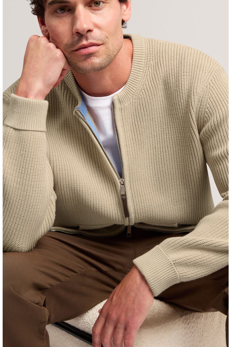 Fontain Ribbed Bomber Cardigan, Alternate, color, TAUPE