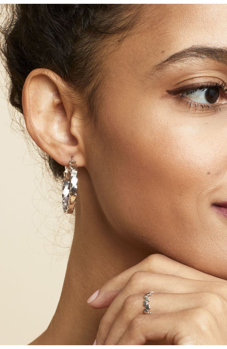 Oradina 10K Gold In Vogue Bold Hoops Earrings, Alternate, color, White Gold