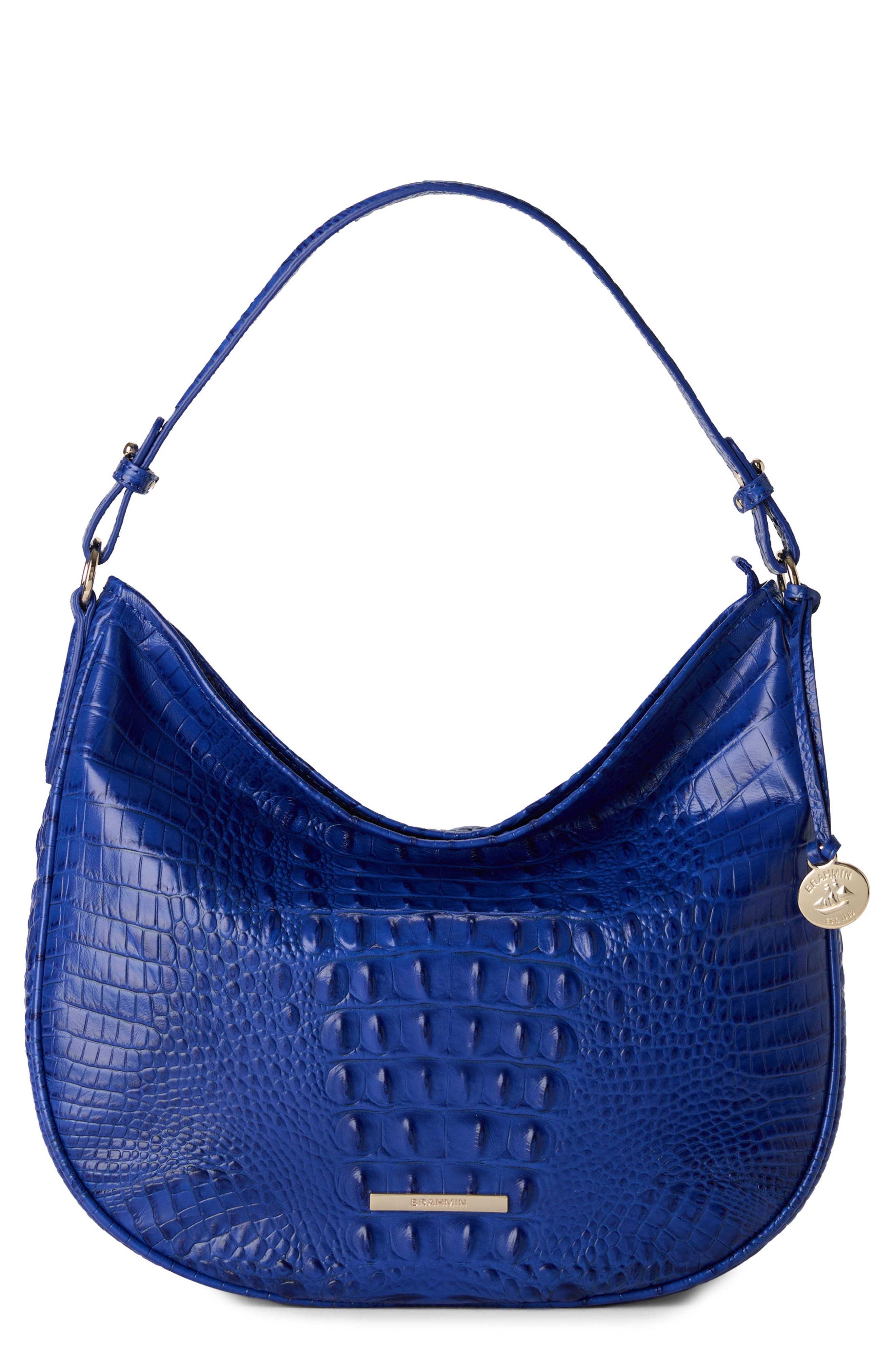 Brahmin Small Kathleen Croc Embossed Leather Shoulder Bag, Main, color, 