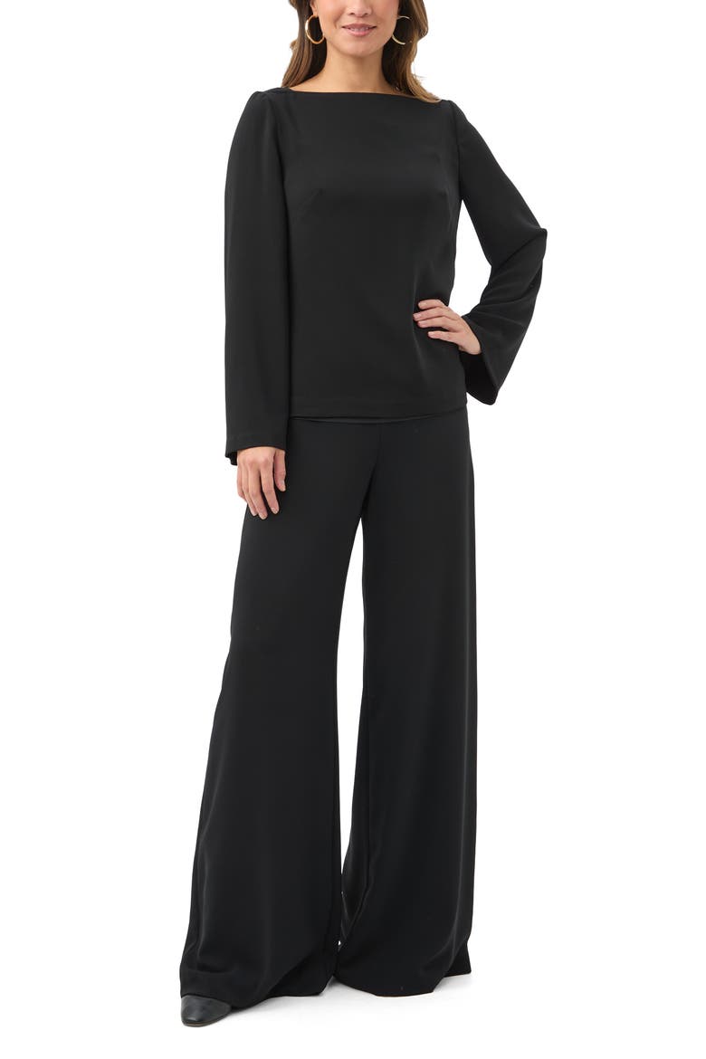 Sarese Long Sleeve Boat Neck Top, Alternate, color, Black
