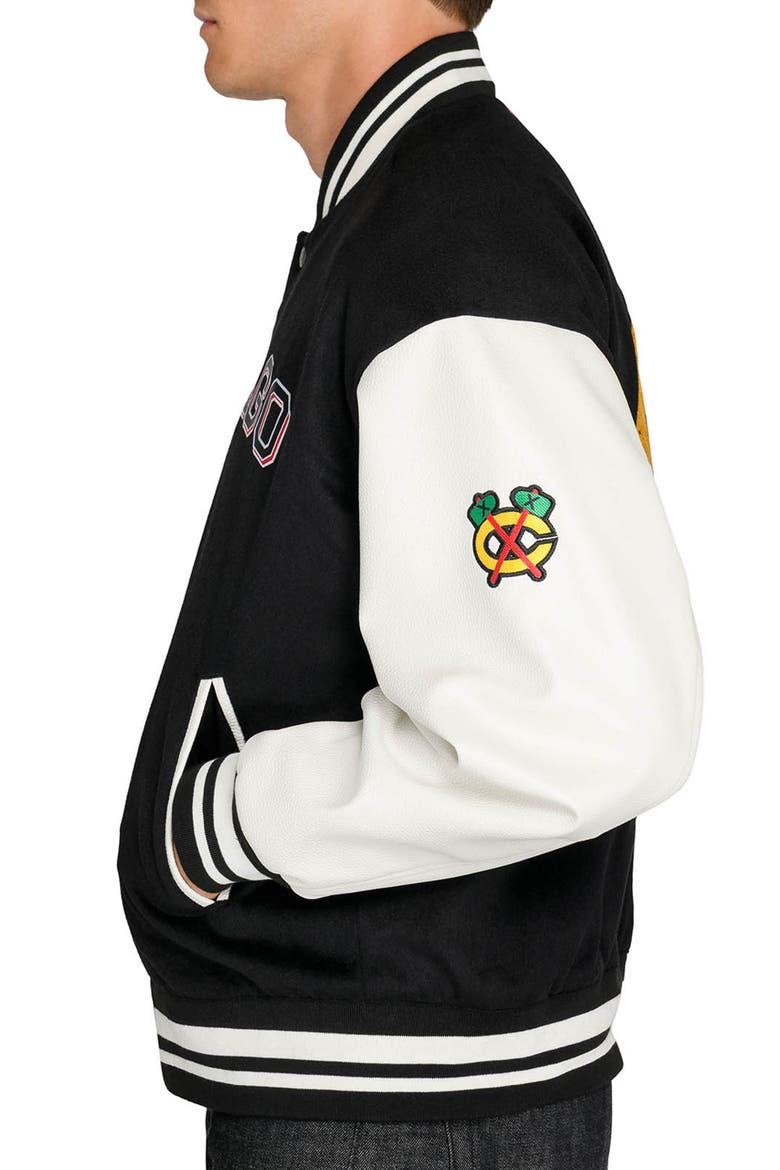 Chicago Blackhawks Bomber Jacket, Alternate, color, BLACK