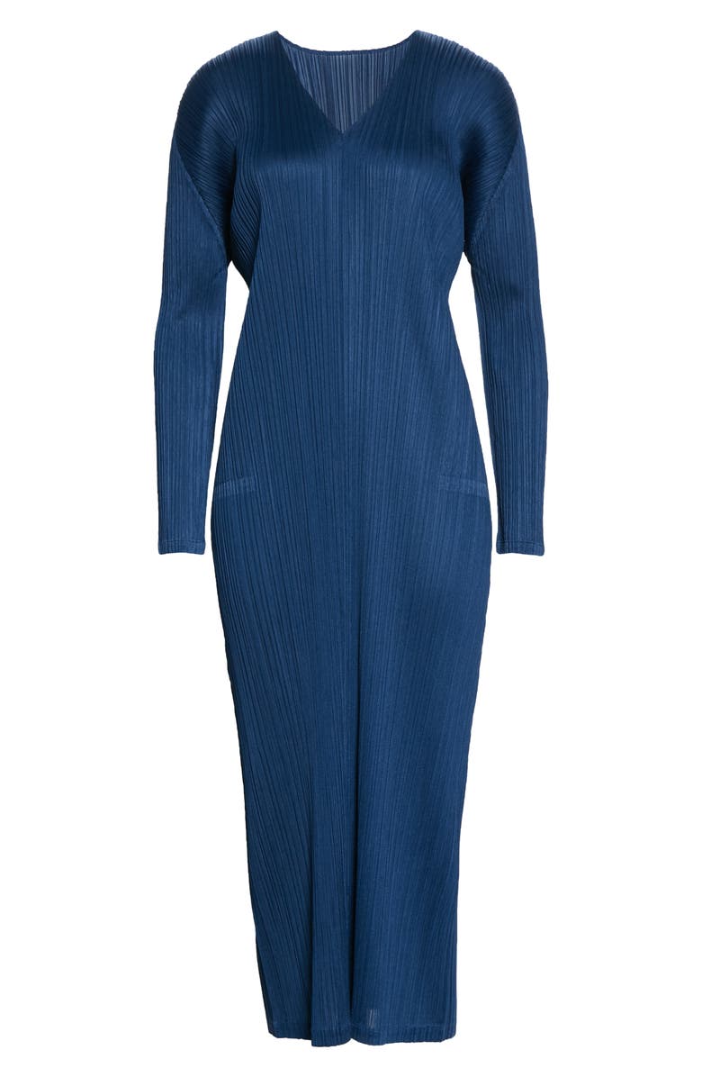 Pleats Please Issey Miyake Pleated Long Sleeve Midi Dress, Alternate, color, 