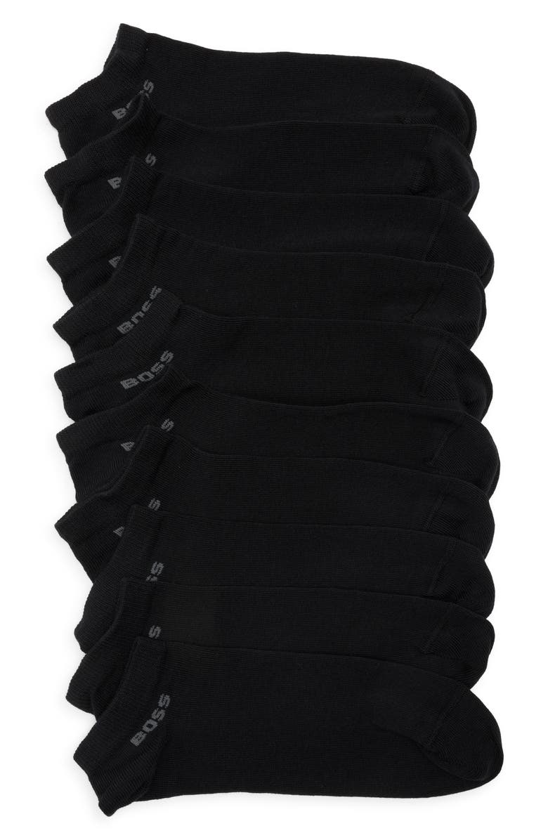 BOSS Matthew Five-Pack No-Show Socks, Main, color, Black