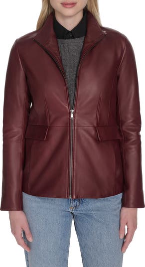 【Cole Haan】ジャケット/ Women’s Wing Collar Leather Jacket Women's Wing Collar Leather Jacket in Beige Or Khaki | Cole Haan